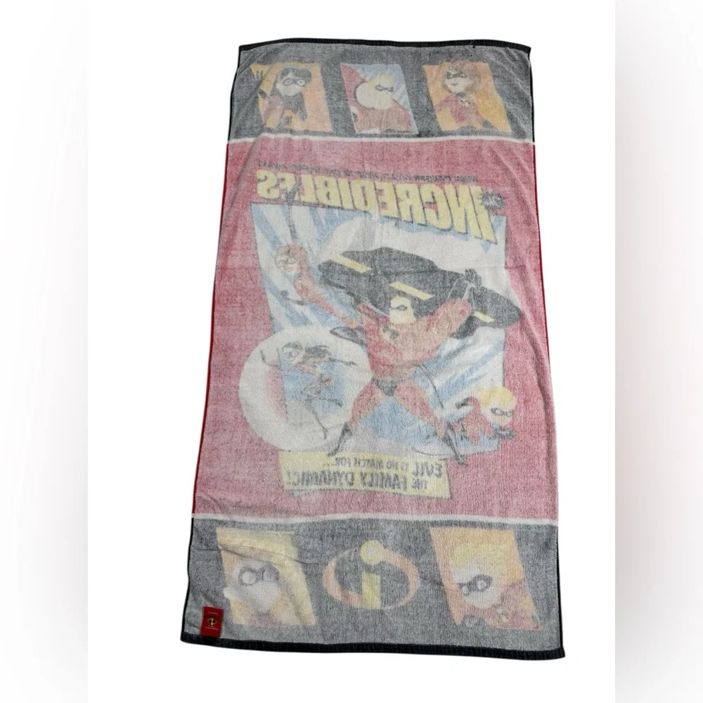 Disney Pixar The Incredibles Beach Towel Cotton Pool Superhero Cartoon VTG Y2K